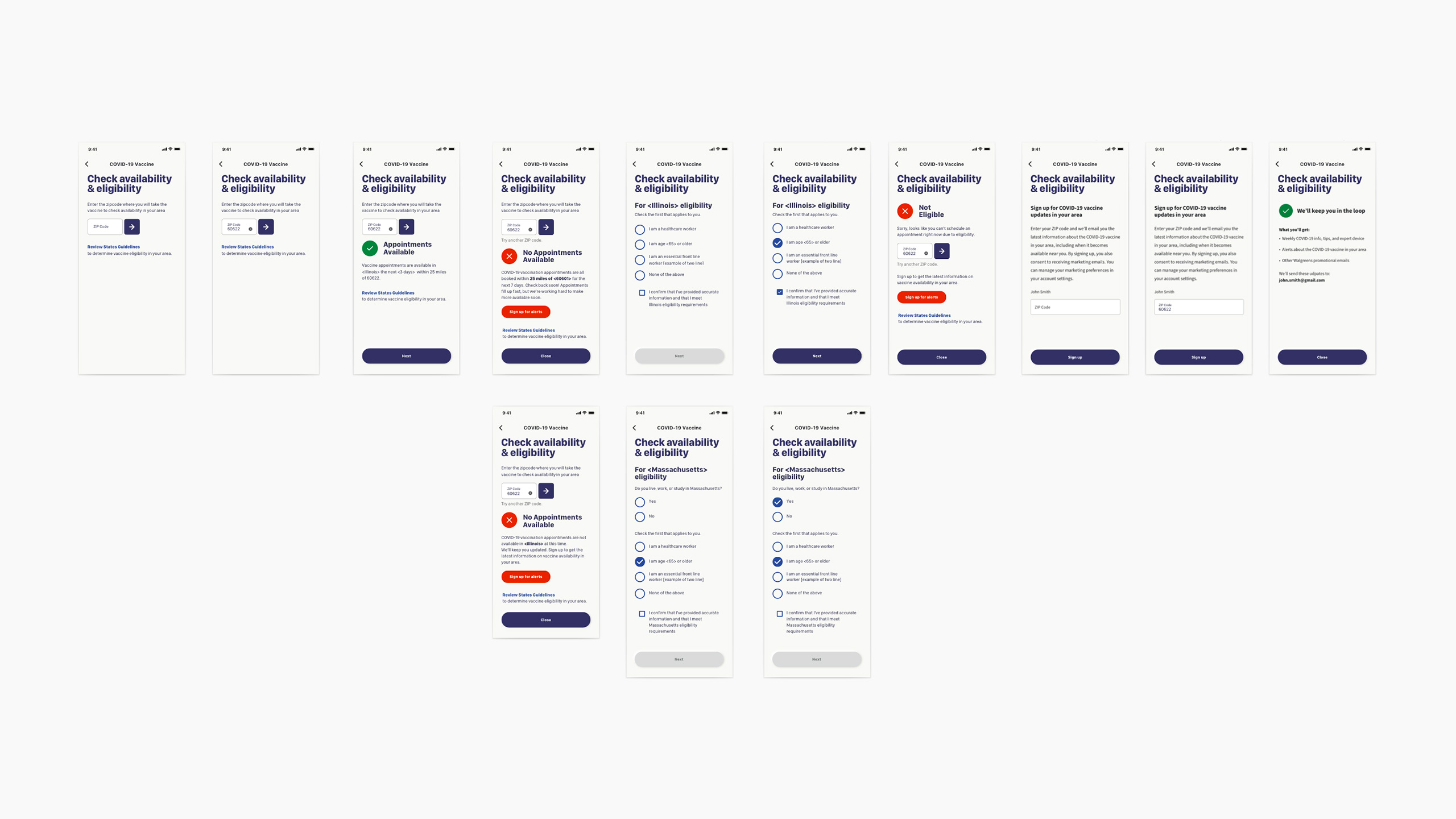 Walgreens COVID-19 Eligibility Flow